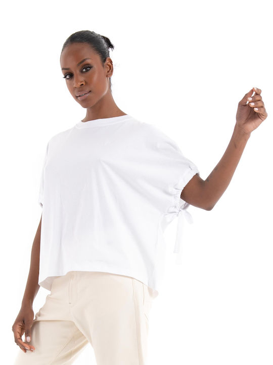 Karl Lagerfeld Women's Summer Blouse Cotton Short Sleeve White
