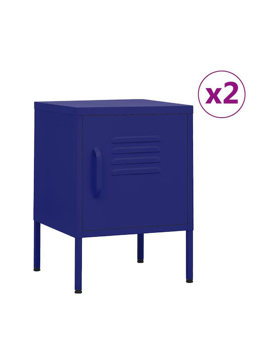 Metallic Bedside Tables 2pcs Navy Blue 35x35x51cm