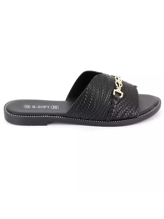 B-Soft Women's Flat Sandals in Black Color