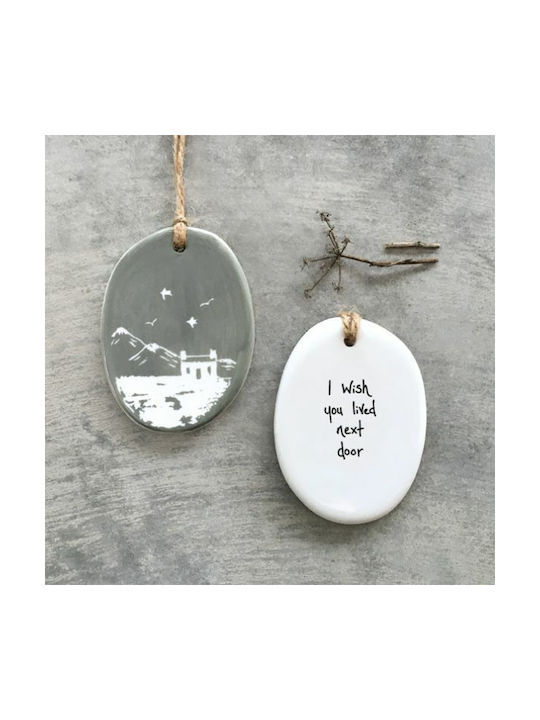 Sgraffito Hanging Ornament Little Gift Porcelain White 5.5x7cm