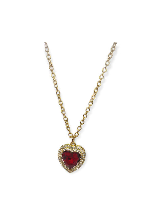 Women's necklace Ananna Heartbeat Red Steel