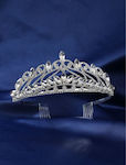 Tiara de păr de mireasă cu strass de culoare argintie 134