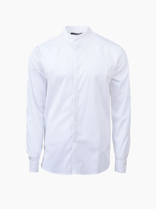 Nouăsprezece cămașă albă cu gât mandarin