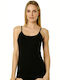 SXN Women's Cotton T-Shirt with Spaghetti Strap Black
