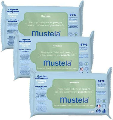 Mustela Baby Wipes with Aloe Vera 3x60pcs