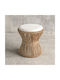 Kirsi Rattan Garden Stool with Cushion Natural / White 44x44x47cm