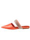 Satin mules with striking orange strap