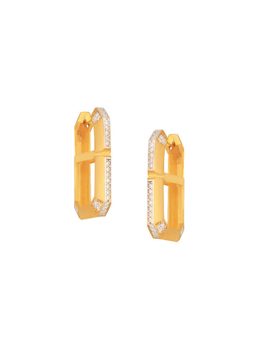 Silver plated gold plated huggies earrings Squares