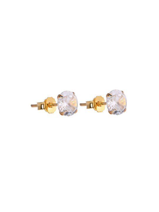 SILVER GOLD PLATED ZIRCON EARRING 6MM