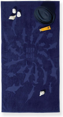 Nef-Nef Shark Style Beach Towel Cotton Blue 160x80cm.