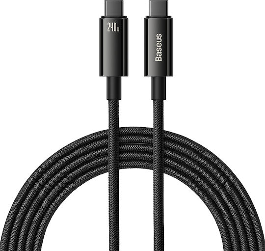Baseus Tungsten Gold Braided USB 2.0 Cable USB-C Male - USB-C 240W PD Black 1m CAWJ040001
