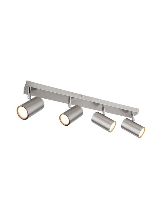 Globo Lighting Spot with 4 Lights and with Socket GU10 in Silver Color