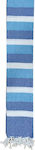 Summertiempo Wide Stripes Beach Towel Pareo Blue with Fringes 180x90cm.