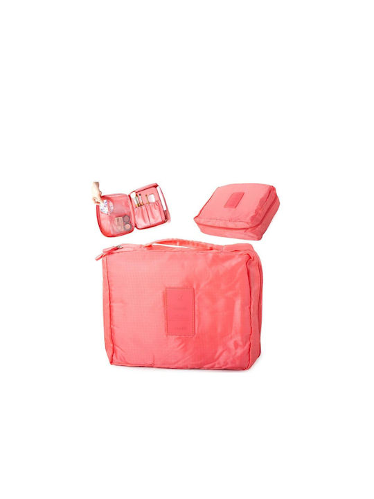 Travel Bag Travel Bag with Zipper and compartments in Coral color, 20x17x8 cm - Aria Trade