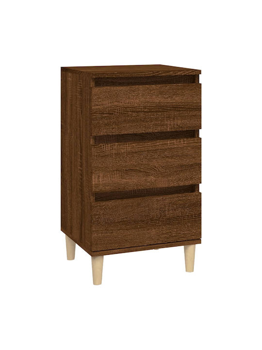 Wooden Bedside Table Καφέ Δρυς 40x35x70cm