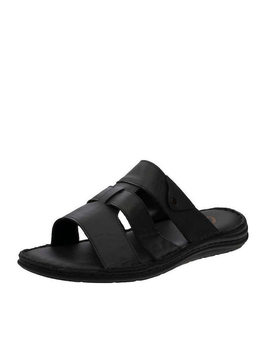 Leder Herrensandalen in Schwarz Farbe