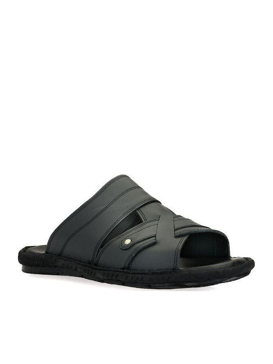 Leder Herrensandalen in Schwarz Farbe