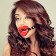 Naughty Toys Φίμωτρο Red Lip Open Mouth Gag with Strap σε Κόκκινο Χρώμα