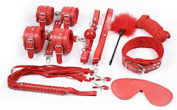 Naughty Toys BDSM Kit Σετ με Φετιχιστικά Ερωτικά Αξεσουάρ σε Κόκκινο Χρώμα 10τμχ
