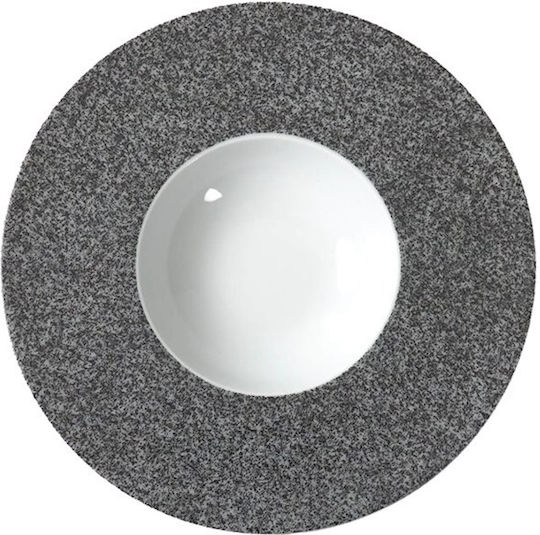 Raw Saturno Raw Plate Soup made of Porcelain Gray with Diameter 25cm 6pcs