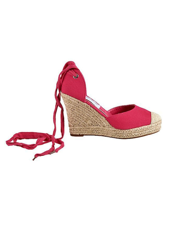 Elenross Platforme dama în stil espadrile Fuchsia