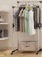 Wheeled Floor Garment Rack made of Metal Silver 72x45x160cm