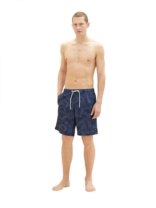 Tom Tailor Men's Swimwear Shorts Blue with Patterns