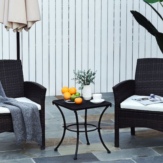 Auxiliary Cafe Square Steel Garden Free Standing 45x45x50cm Black