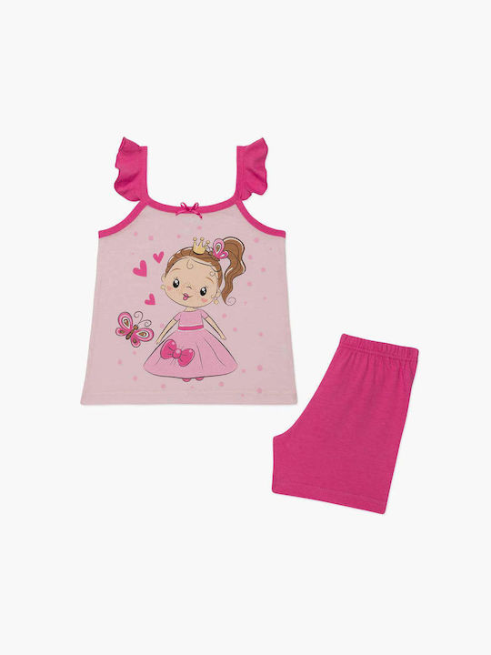 Minerva Set Top & Bottom Kids Summer Pyjamas Pink