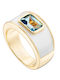 Loisir Ring with Zircon & Enamel Gold Plated