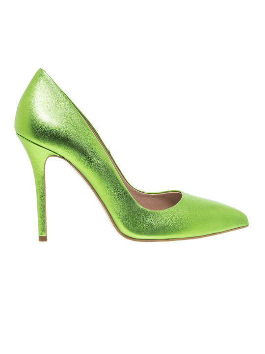 Mourtzi Leather Pointed Toe Stiletto Green High Heels