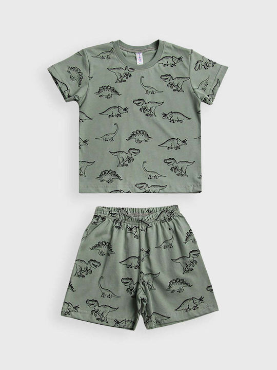 Dreams by Joyce Set Top & Bottom Kids Summer Pyjamas Khaki