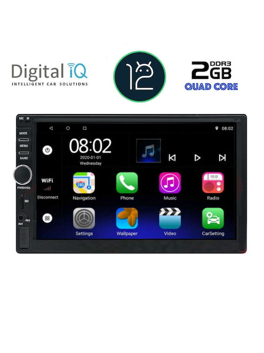Digital IQ Автомобилна Аудио Система 2DIN (Блутут/USB/AUX/WiFi/GPS/Apple-Carplay/Android-Auto) с Тъчскрийн 7"