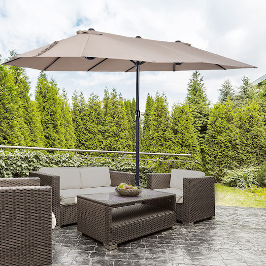 Round Metal Parasol Double Canopy Ecru Φ4.6xH2.4m