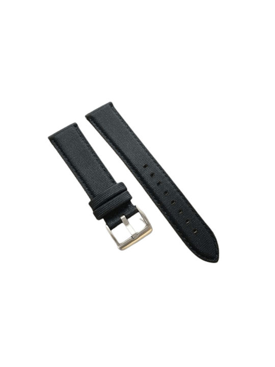 Strap with leather lining, Quick Release, Black, Premium, 22mm.