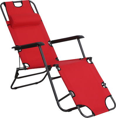 Outsunny Sunbed-Armchair Beach Red 135x60x89cm.