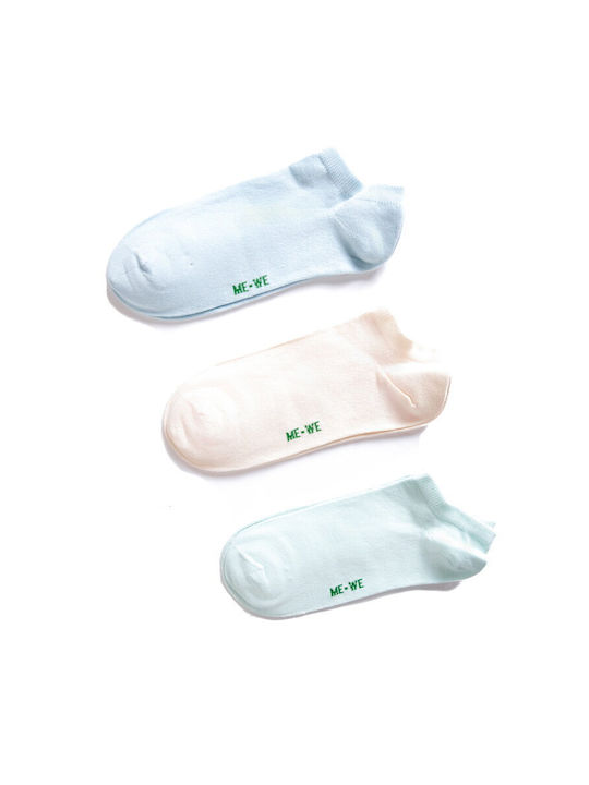 ME-WE Women's Solid Color Socks Velvet/Green/Beige 3Pack