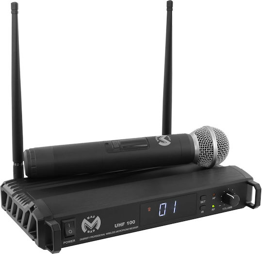 MAC MAH UHF100M Комплект Безжично Кондензаторен Микрофон Ръчно изработено за Вокали в Черен Цвят