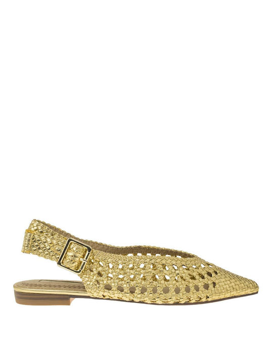 Corina Pointy Ballerinas with Strap Gold