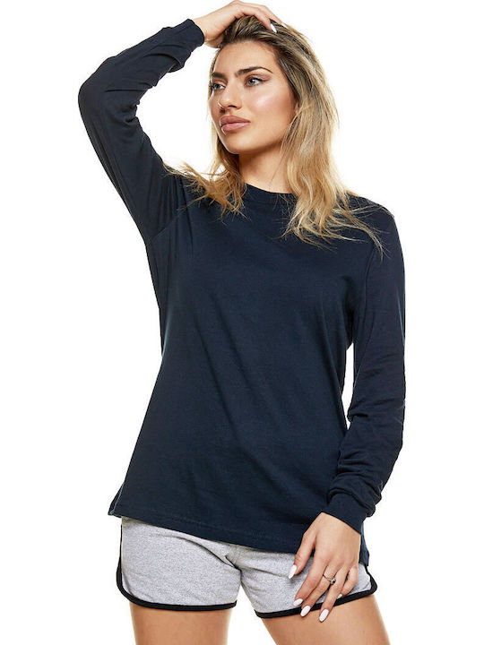 Bodymove Damen Sport Bluse Langärmelig Marineblau