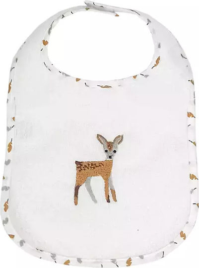 Baby Star Forest Friends Αδιάβροχη Σαλιάρα από 100% Βαμβάκι με Αυτοκόλλητο Λευκή