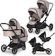 Cavoe Avec 3 in 1 Verstellbar Doppelter Kinderwagen Geeignet für Neugeborene Taupe 13kg