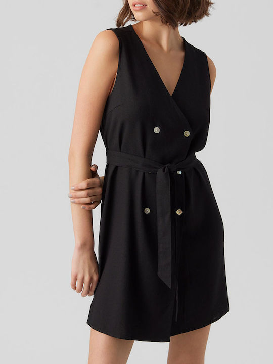 Vero Moda Καλοκαιρινό Mini Φόρεμα Μαύρο