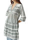 Rochie De Vară Pentru Femei Mini Rochie-Cămașă Denim Snow White