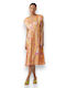 Vero Moda Καλοκαιρινό Midi Βραδινό Φόρεμα Κρουαζέ Πορτοκαλί