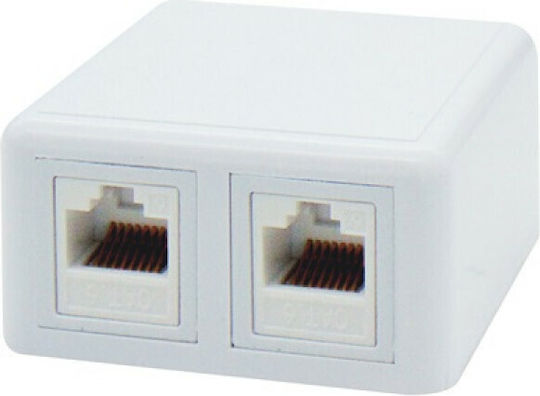 Двойна Външна Гнездо За Електрическа Мрежа RJ45 Тип Cat6 В Бял Цвят 01.075.0107