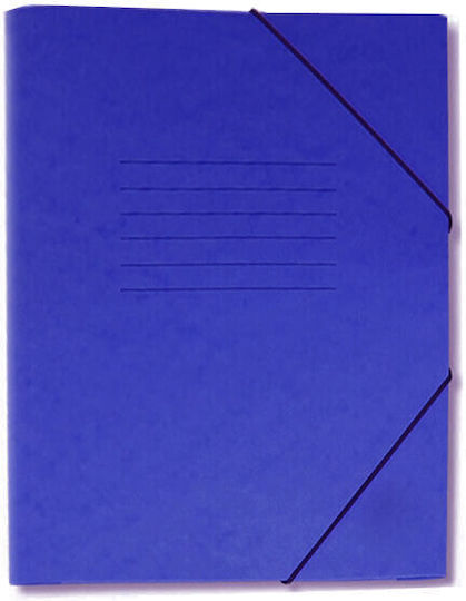Uni Pap Folder Prespan with Rubber Band and Ears for Paper A4 Blue