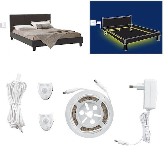 LED-Streifen 12V Warmes Weiß Licht 2x1.2m Typ SMD2835 mit Bewegungssensor & Netzteil