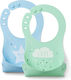 Nuvita Waterproof Silicone Baby Bib with Button and Pocket Blue-Green 2 Pieces