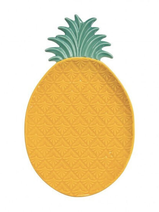 Marva Pineapple Platou de Servire Oval din Porțelan Yellow-Green 36x21.5buc 1buc